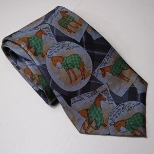 Men's Novelty Silk Tie with Horse Print by Brentwood